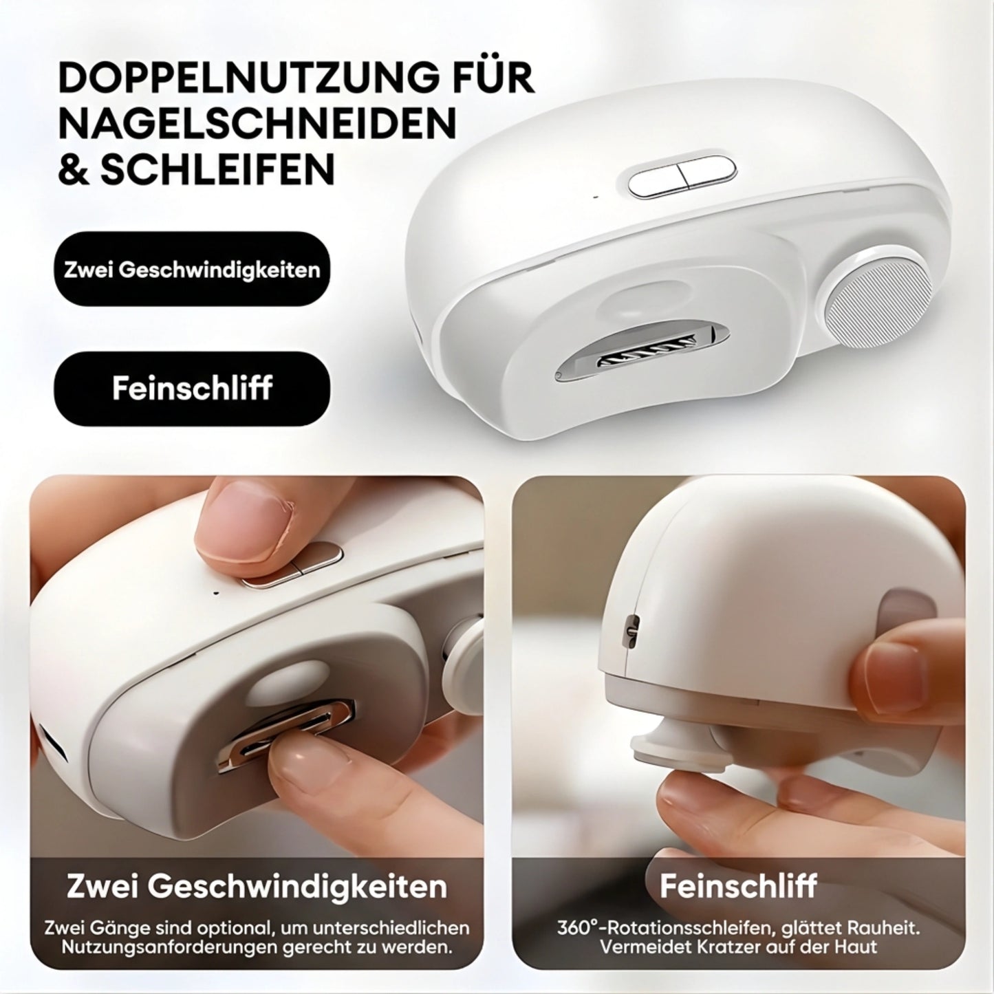 2-in-1 elektrischer Nagelknipser & Nageltrimmer
